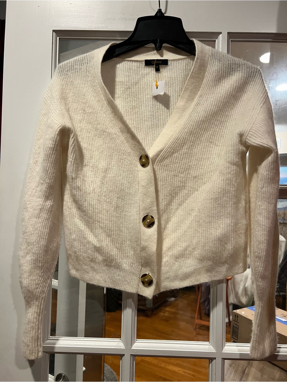 Quince Cream V-Neck Button-Front Women's Cardigan